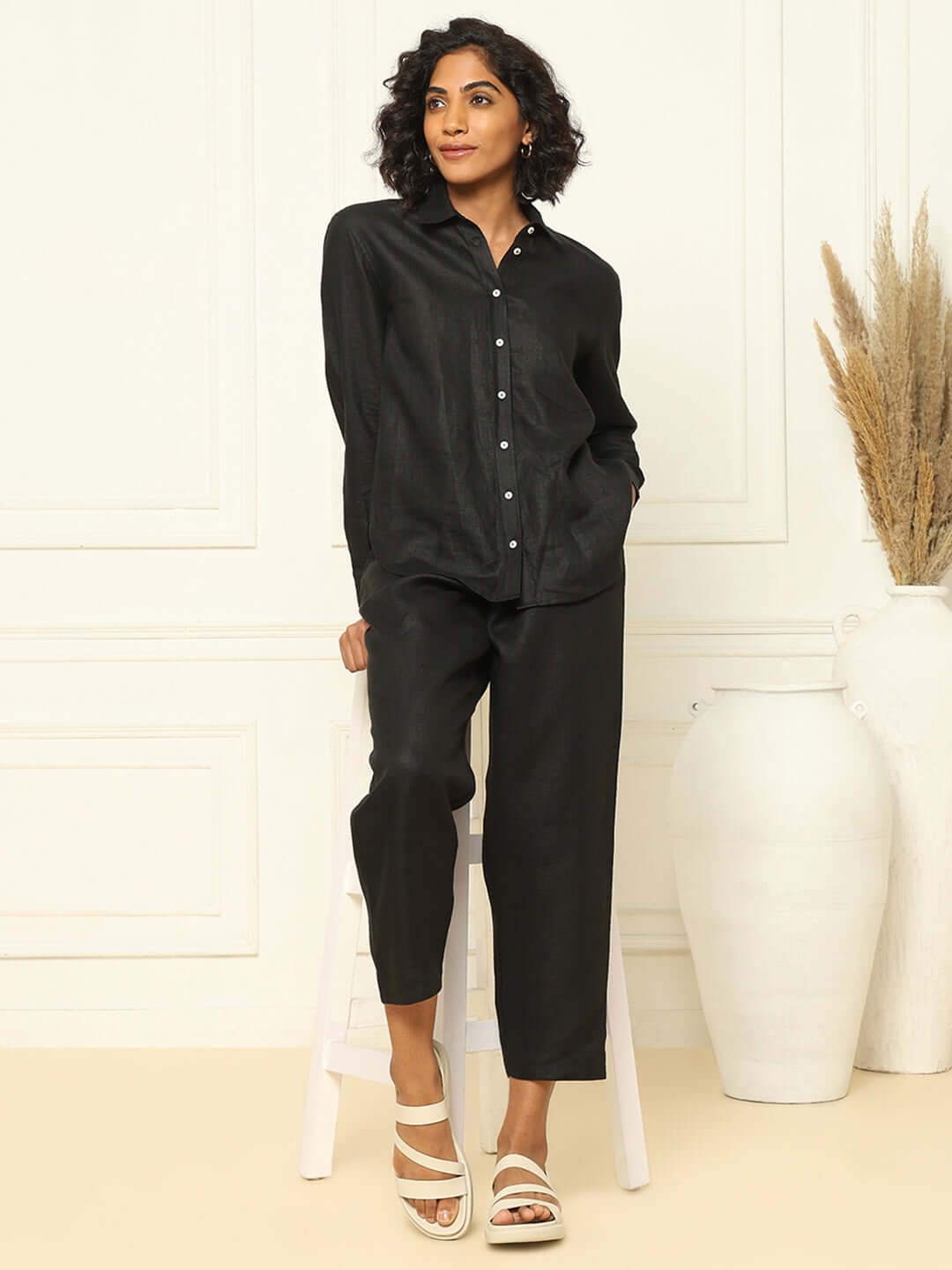 Shop-Linen Shirt Black