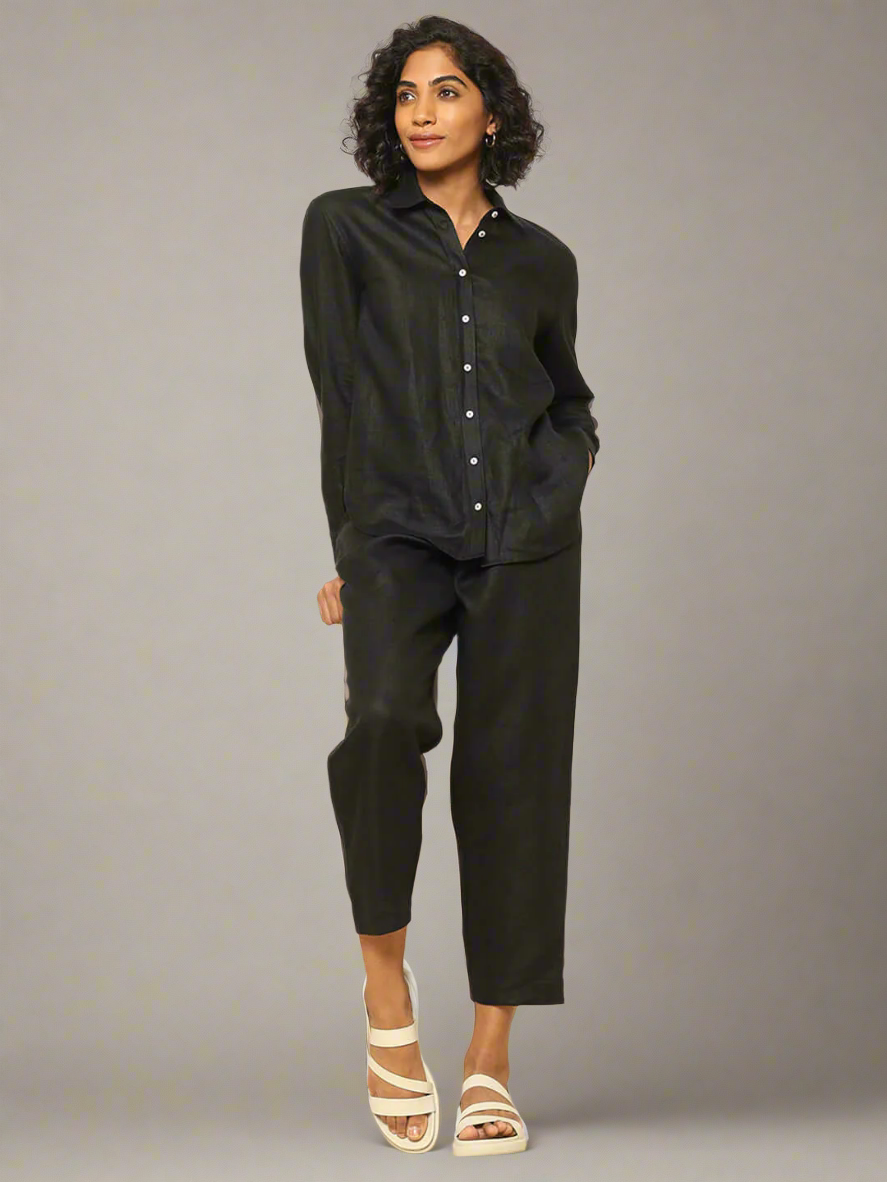 Shop-Linen Shirt Black