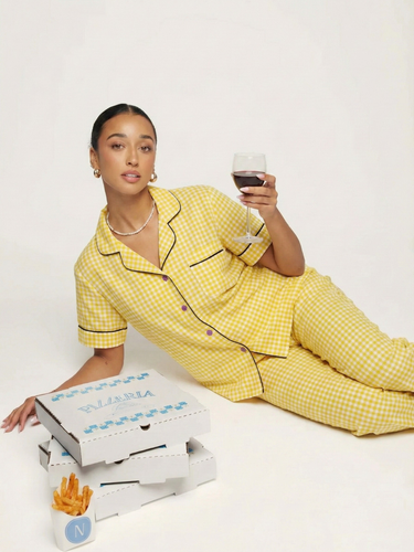 Butter Yellow Gingham Pajama Set