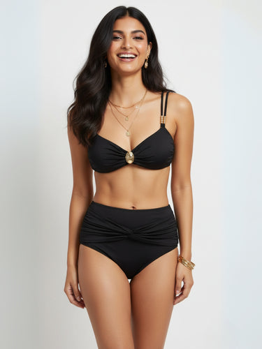 Black High Waist Beach Bikini Skirt Set