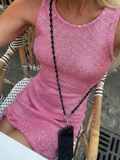 Black Crystals Crossbody Phone Sling
