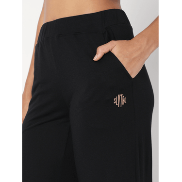Modal Lounge Culottes Black-Lounge Pants-Silvertraq-Silvertraq