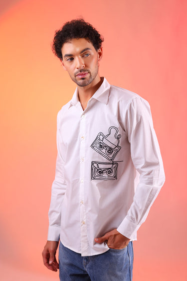 90s Nostalgic White Shirt For Men