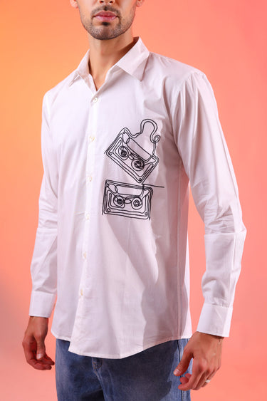 90s Nostalgic White Shirt For Men