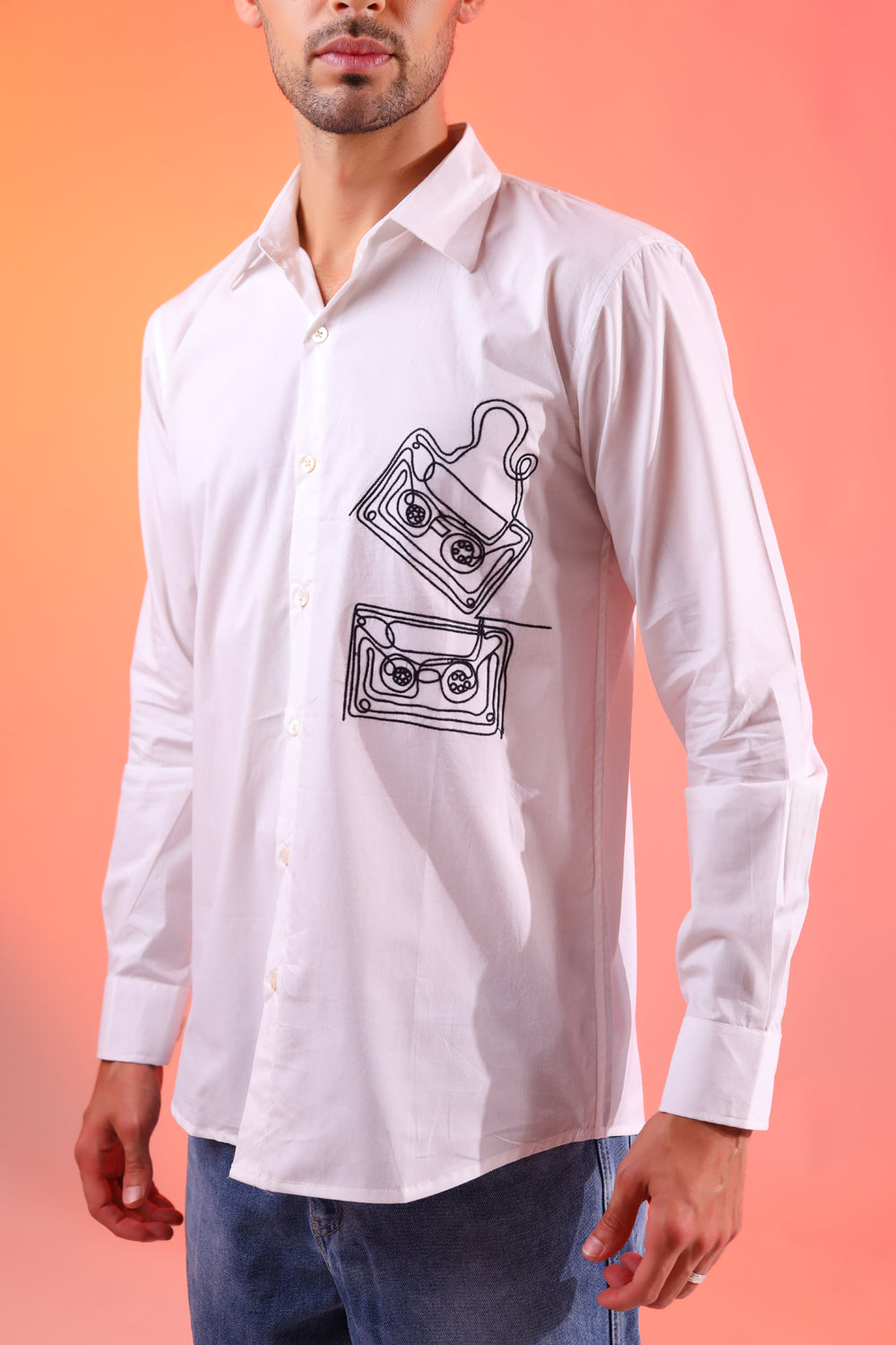 90s Nostalgic White Shirt For Men
