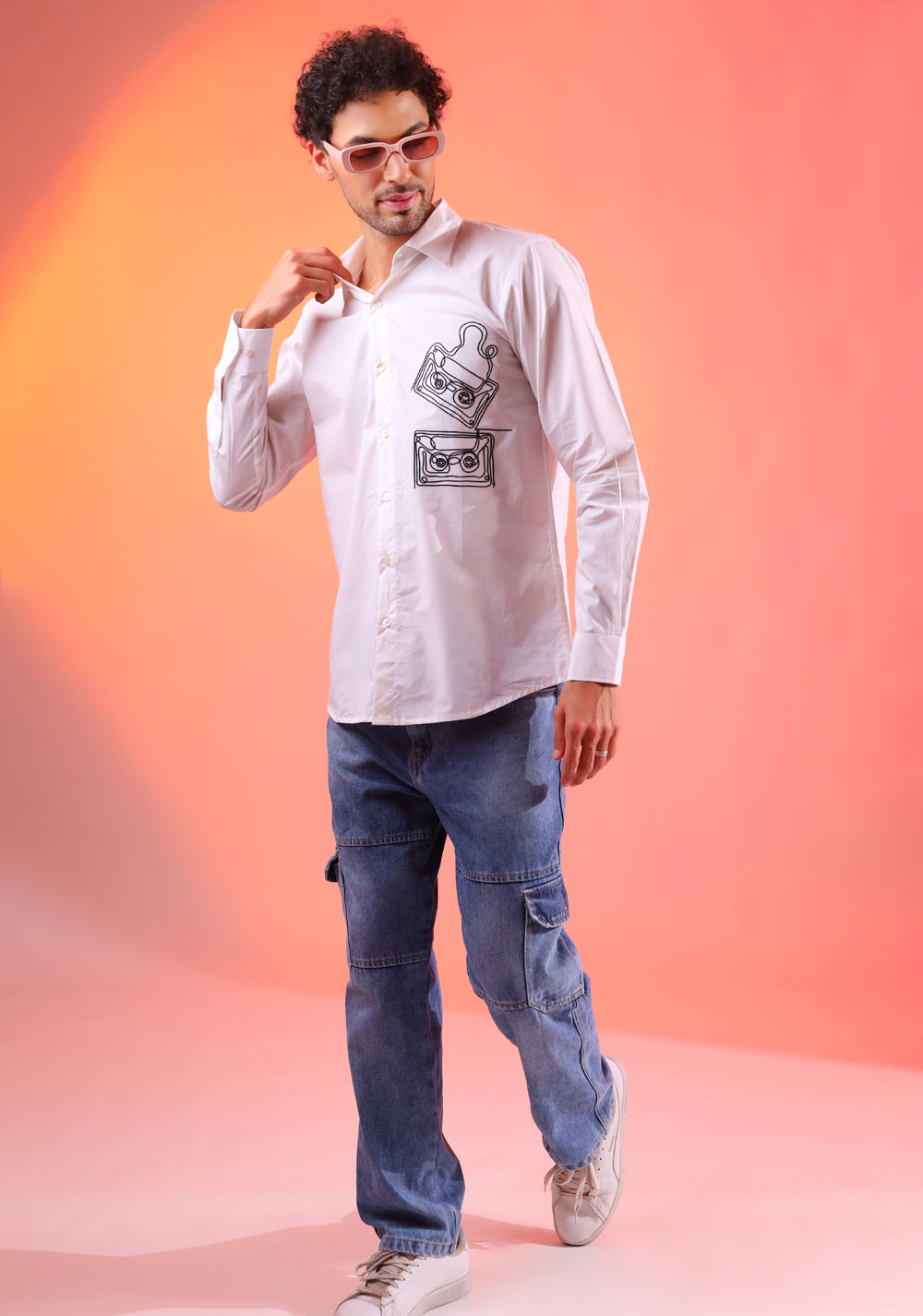 90s Nostalgic White Shirt For Men