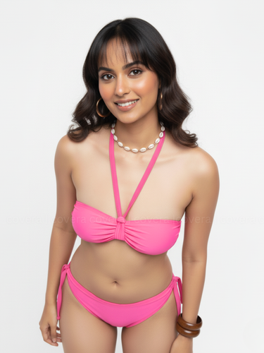 Hawaiian Hot Pink Halter Bikini Set