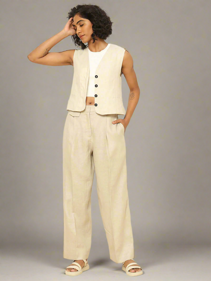 Shop-Linen Waistcoat Beige