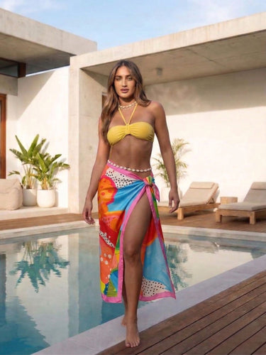 Bali Lime Yellow Halter Bikini Set