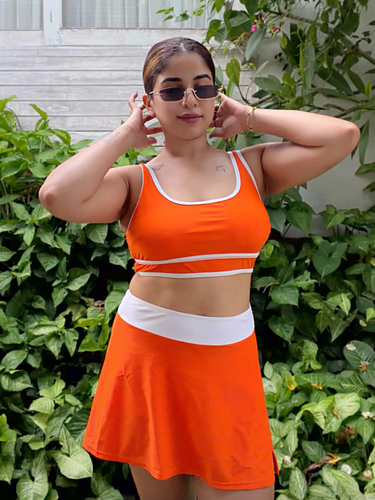 Orange Swim Skort Set