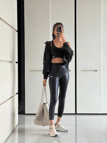Shop-Gloss Bra & Ath Track Leggings Shiny Black