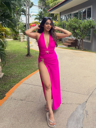 Hot Pink Starfish Detail Monokini & Skirt Set