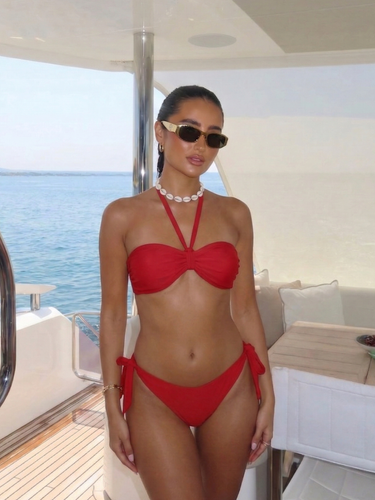 Hawaiian Red Halter Bikini Set