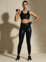 Shop-Gloss Bra & Ath Track Leggings Shiny Black