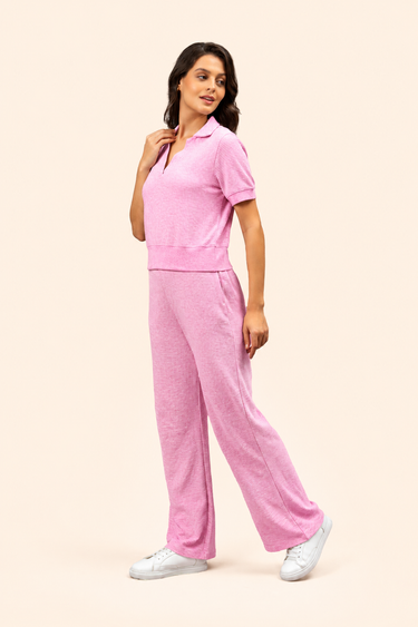 Candy Floss Ottoman High-Rise Wide-Leg Pant