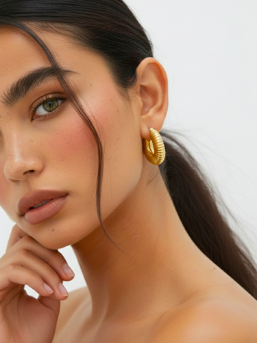 Textured Gold Hoop Earrings