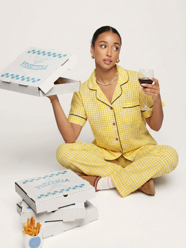 Butter Yellow Gingham Pajama Set