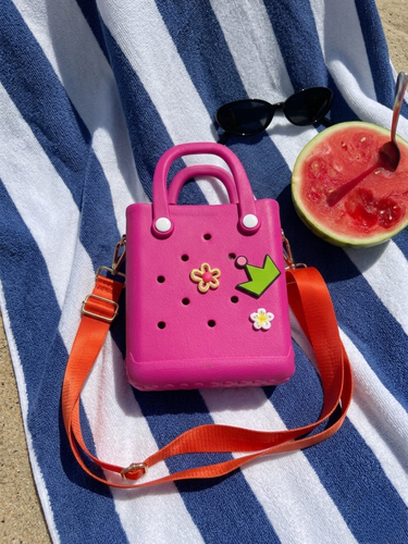 Hot Pink Croc Crossbody Tote Bag