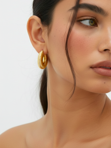 Textured Gold Hoop Earrings