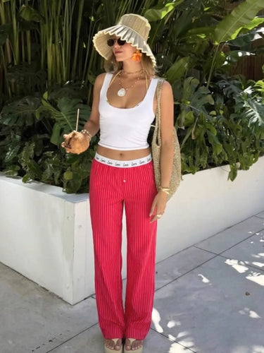 Love Edit Pink Stripe Cotton Lounge Pants