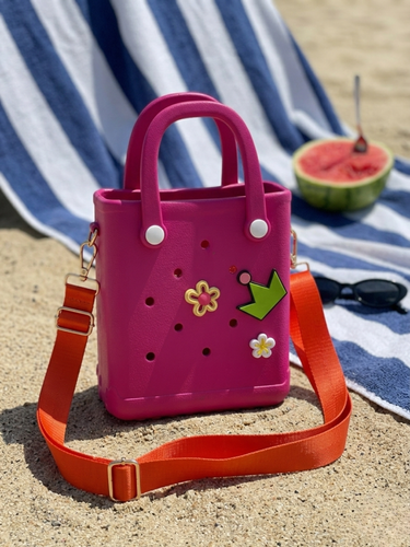 Hot Pink Croc Crossbody Tote Bag