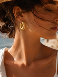 Textured Gold Semi Hoop Earrings