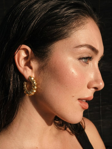 Gold Ripple Semi Hoop Earrings
