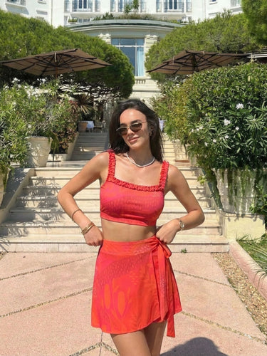 Sangria Ruffle Bikini Swim Skort Set