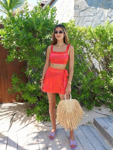 Sangria Ruffle Bikini Swim Skort Set