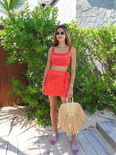 Sangria Ruffle Bikini Swim Skort Set