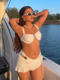White Sun Detail Bikini & Skirt Set