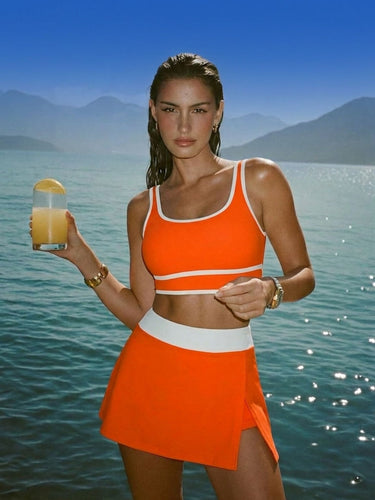 Orange Swim Skort Set
