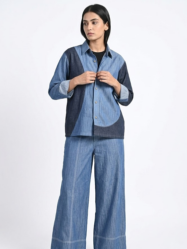 Women Denim Abstract Co-ord Set