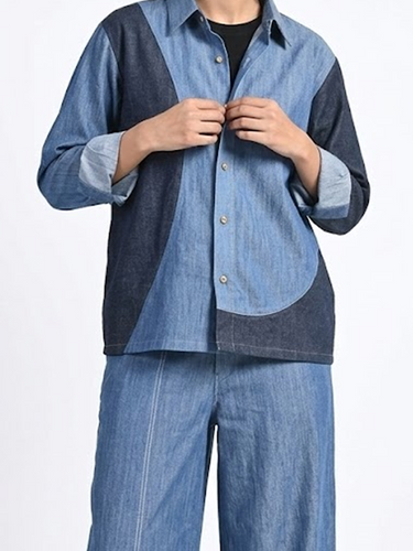Women Denim Abstract Co-ord Set