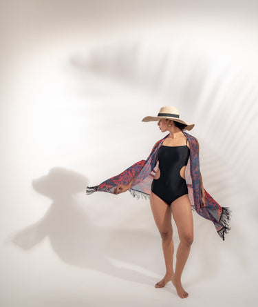 Crimson Cascade – Georgette Sarong