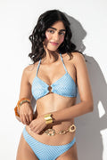 Blue Brownie Polka Ring Halter Bikini Top
