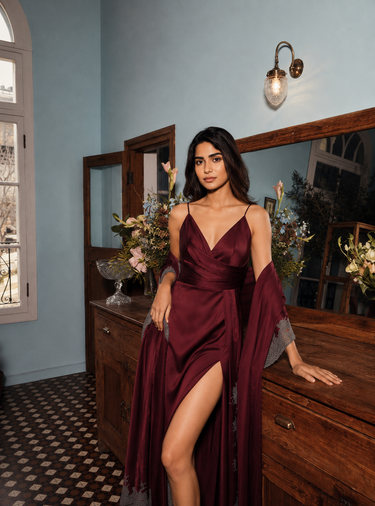 Silken Embrace – Satin Bridal Gown Set