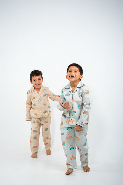 Little Wheels – Hand-Drawn Car Print Night Suit