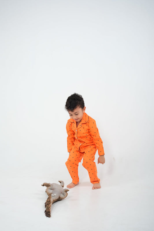 Tangerine Twinkle – Bright Cotton Night Suit