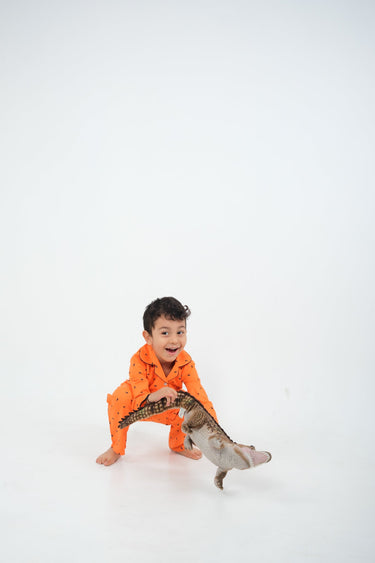 Tangerine Twinkle – Bright Cotton Night Suit