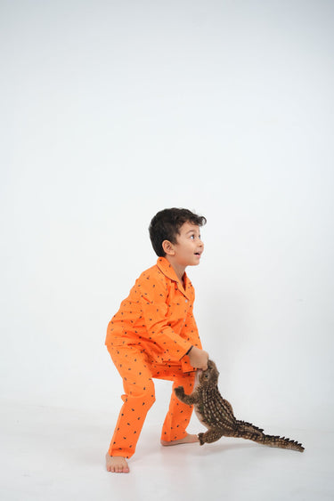 Tangerine Twinkle – Bright Cotton Night Suit