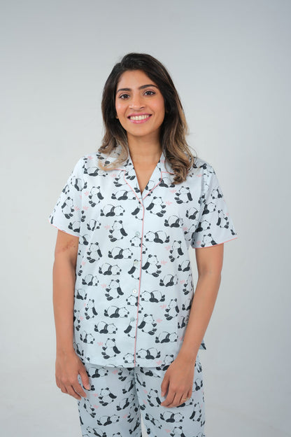 Panda Playtime – Cotton Night Suit for Moms
