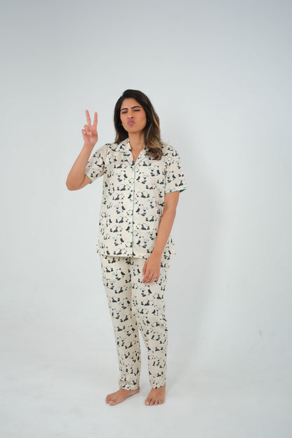 Panda Playtime – Cotton Night Suit for Moms