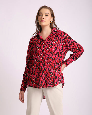 Crimson Abstract Shirt For Women
