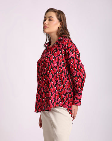 Crimson Abstract Shirt For Women