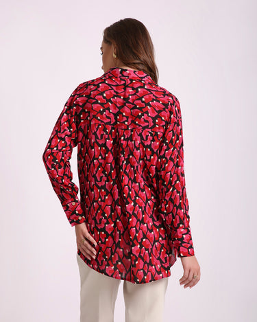 Crimson Abstract Shirt For Women