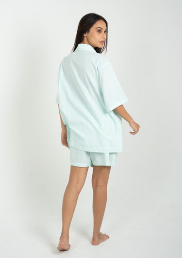Mint Breeze-Shorts Set with Embroidered Pockets