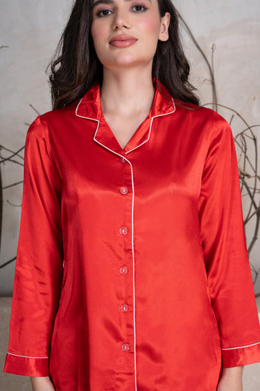 Valentine Red Classic Collar Pajama Set
