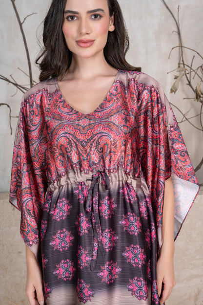 Printed Satin Kaftan