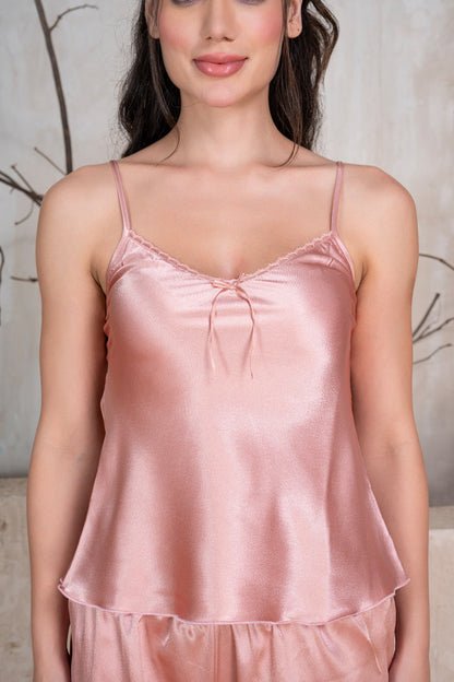Rose Pink Satin Teddy Set